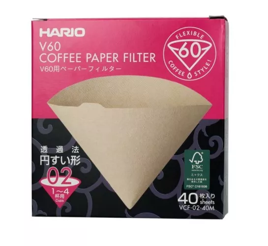 Фильтры Hario V60 бумажные VCF-02-40M (Япония), 40 шт