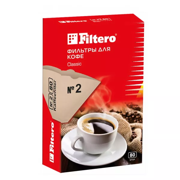 Фильтры для кофе Filtero, №2/80, коричневые для кофеварок с колбой на 4-8 чашек