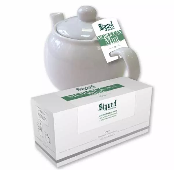 Чай Sigurd в пакетах на чайник MOROCCAM MINT, зеленый, 15*5 г