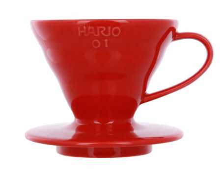 Набор для заваривания кофе Hario: чайник сервировочный красный + керамическая воронка VDS-3012R