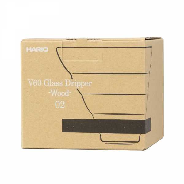 Воронка стеклянная для приготовления кофе Hario Olive Wood, V60-02, с деревянной подставкой