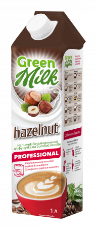Напиток Green Milk растительный на рисовой основе Hazelnut Professional, фундук, 1л