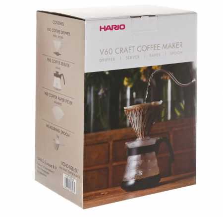 Чайник сервировочный Hario с пластиковой ручкой черный и воронка VCND02BEX