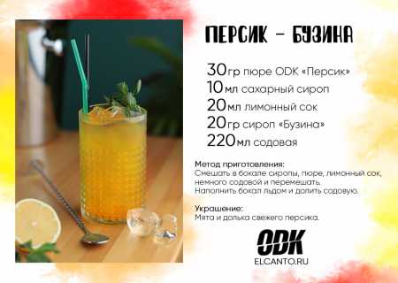 Фруктовое пюре Персик, ODK Fruity Mix, 1000 г